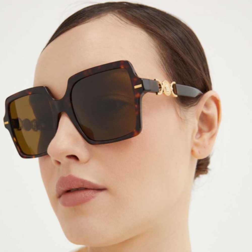 NEW VERSACE VE4441 10873 SQUARE BROWN GREEN MOD 4441 108/73 WOMEN SUNGLASSES - Picture 1 of 11